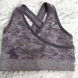 Gymshark Crisscross Purple Camo print  Sports Bra Size Small